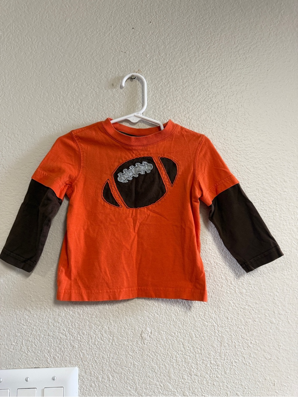 Circo Orange Long-Sleeve Tee with Brown Football Applique